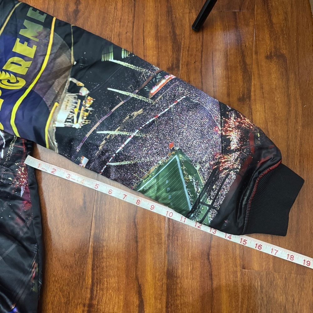 Supreme Mitchell & Ness Stadium Satin Varsity Jacket Size XL - Picture 9 of 9